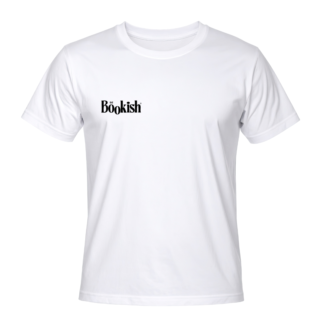 Be Bookish® Basic T-Shirt in Weiß – minimalistisch und fair produziert, ideal für Buchliebhaber.