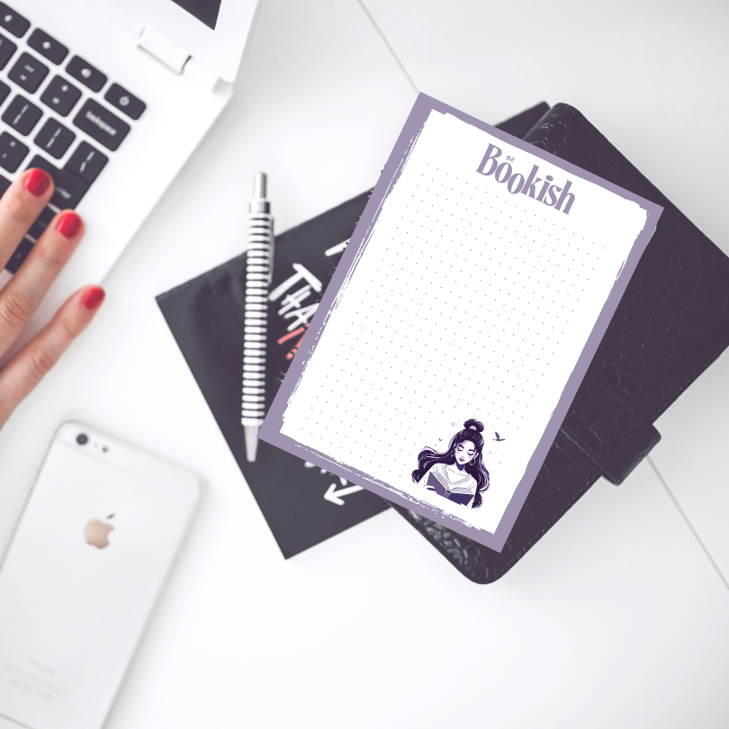 Be Bookish® Haftnotizen „Romantasy Dots“ im Einsatz beim Lesen eines Romantasy-Buchs.